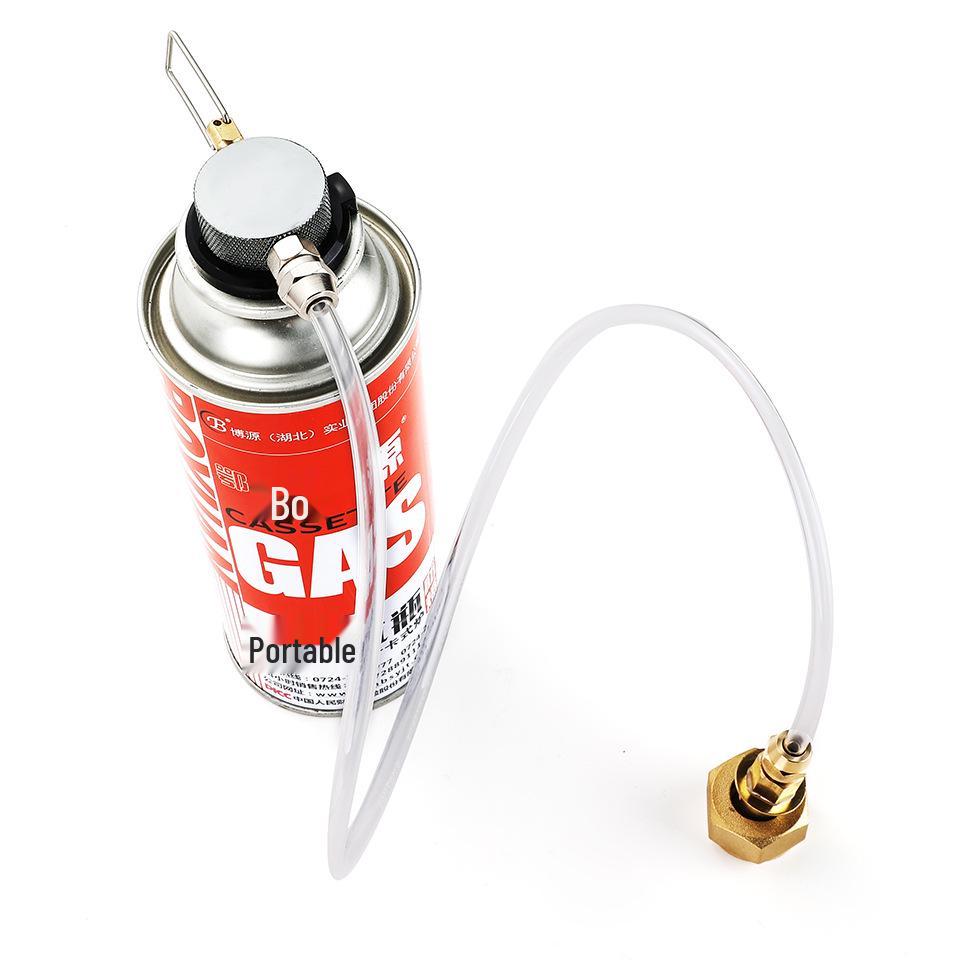 German Standard LPG Stove Head: Outdoor Gas Can Adapter with Long Flat Cassette and Inflatable Valve Connector Pipe