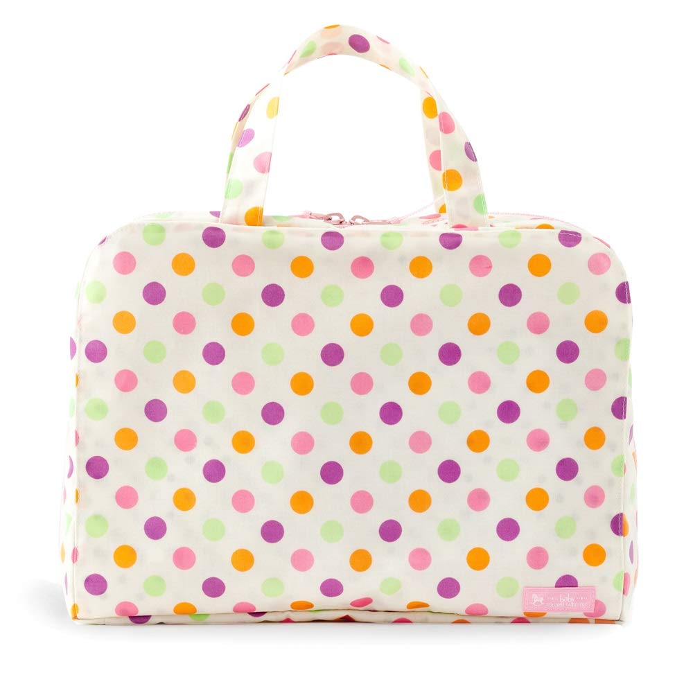COLORFUL CANDY STYLE Diaper Pouch for Diaper Changes and Made In Colorful and Cute Large Dot Design B1501200 (Square) Outings, Japan, (Off-White)