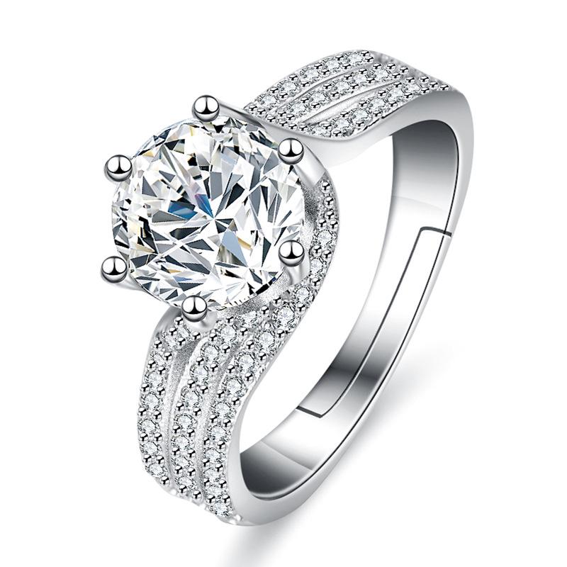 S925 Sterling Silver Moissanite One-Carat Ring - European & American Fashion