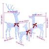 Reindeer Family 3 pcs Cold White 68 x 26 x 127 cm Fabric