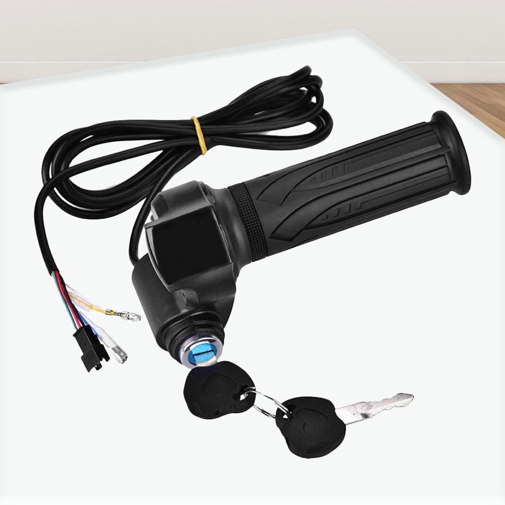 Electric Bike Scooter Throttle Grip Handlebar with Power Switch Key 24/36/72V E-bike LED Display Controller Handle Accessories