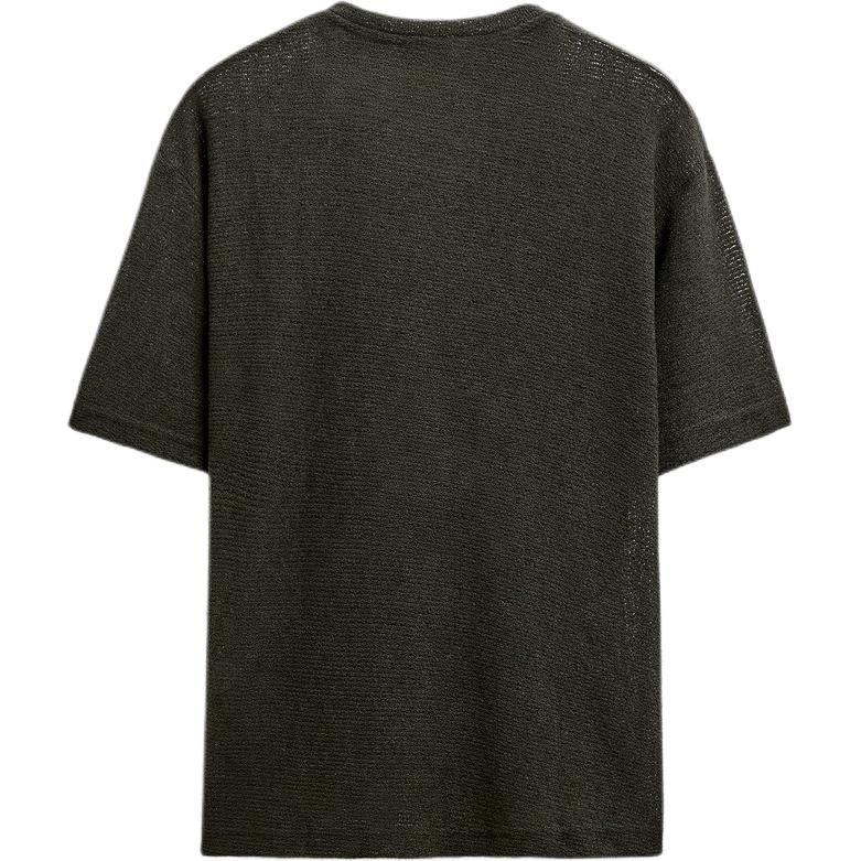 ZARA Loose Minimalist Comfortable Versatile Round Neck Short Sleeve T-Shirt Men Tops Dark-Brown 4087326-716