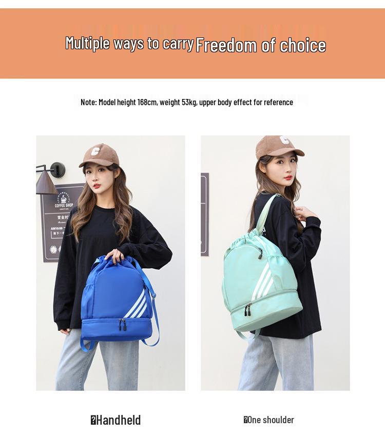 Women's Large Capacity Sports Drawstring Backpack with Shoe Compartment - Ideal for Basketball, Football, and Gym Use