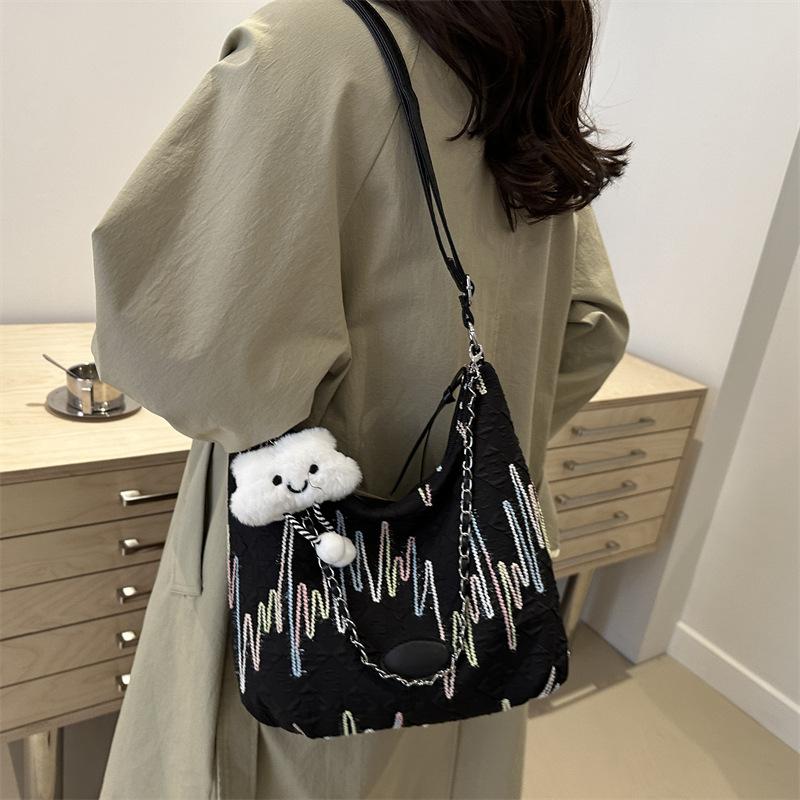 

Корейская версия повседневной холщовой сумки-тоут для женщин, осенняя новая простая повседневная сумка через плечо, сумка через подмышку Niche Design without pendant