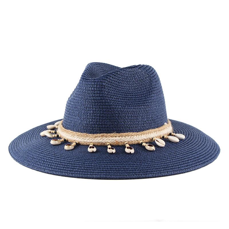 Summer seaside vacation European and American versatile jazz flat top top hat women's beach sun protection shade outdoor travel straw hat