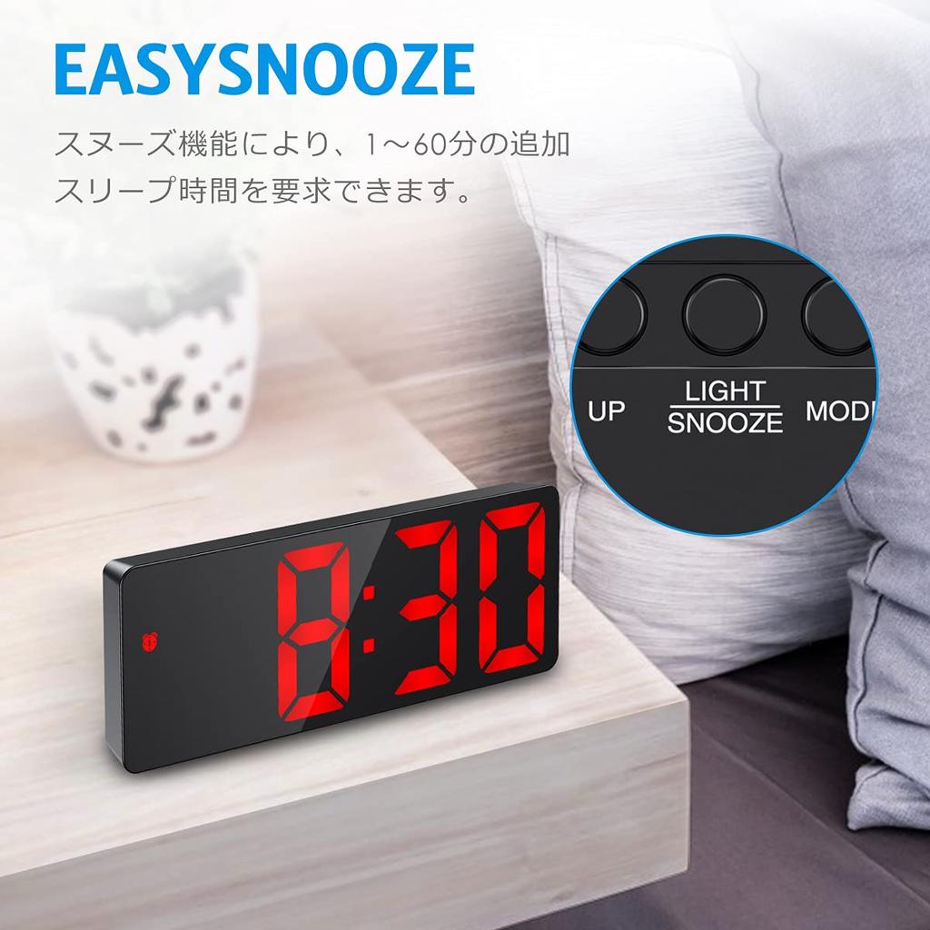 Digital LED Clock, Alarm Clock, Table Clock, Desk Clock, Temperature Display, Calendar Display, Brightness Adjustment, Dimmable, Large Screen, Alarm