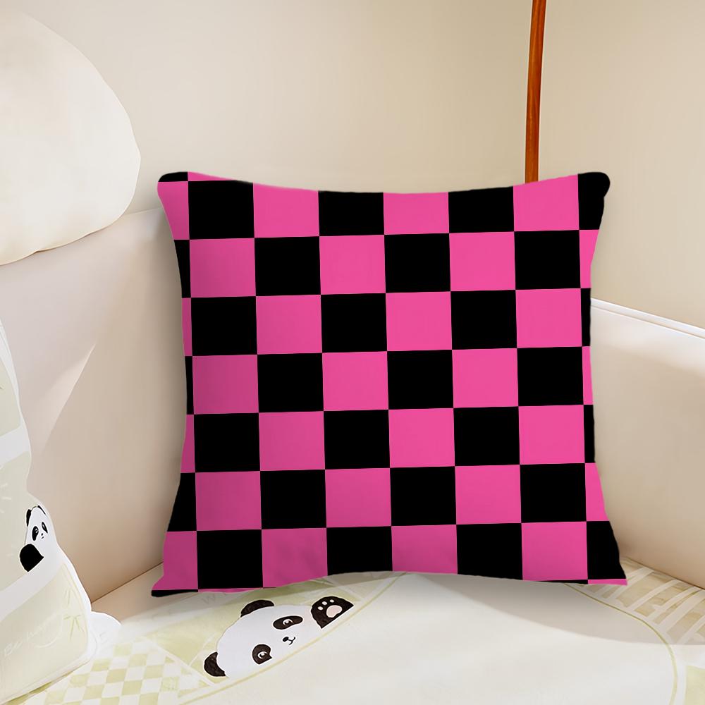 Fashion CCheckerboard Plaid Cushion Cover Plush Fabric Soft Double Sided Print Sofa Cushion Cover Throw Pillow Covers