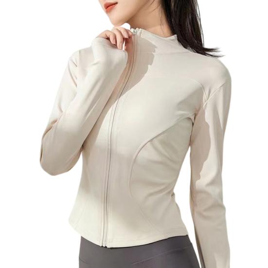 Women Long Sleeve Workout Tops Quick Dry Full Zip Crop Yoga Athletic Slim Fit Shirts Yoga Sportwear with Thumb Holes for Running Gym Aerobics Yoga