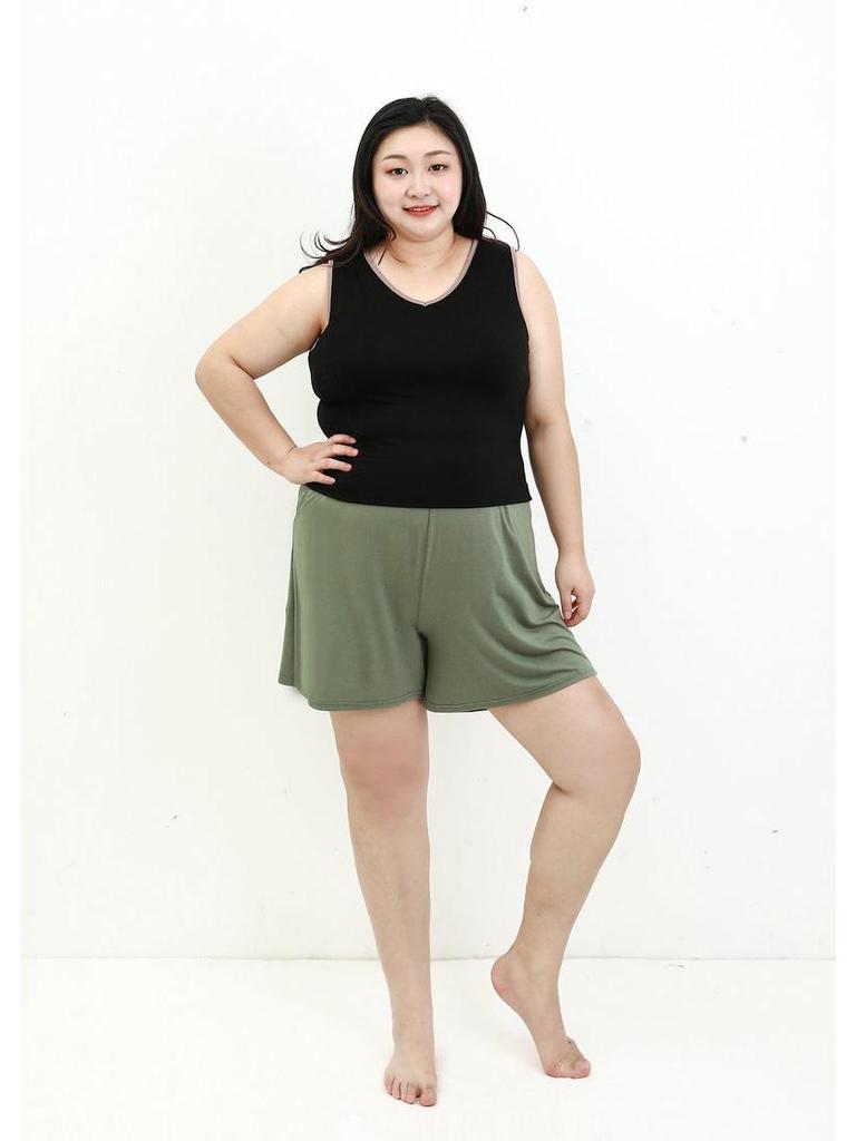 2022 Korean Style Modal Summer Pocket Shorts - Plus Size Loose Wide Leg Sleep Pants
