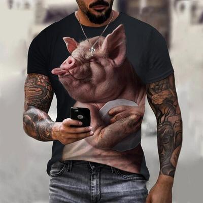 Nuevo verano Simple Casual deportes Hip Hop Animal divertido patrón 3D impreso camiseta calle transpirable y ligero