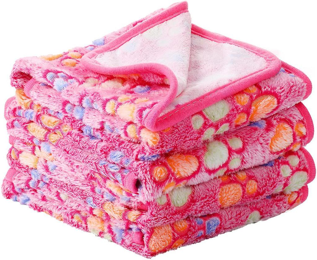 All-Season Coral Fleece Pet Blankets for Dogs & Cats, Paw Print Design, Available Now