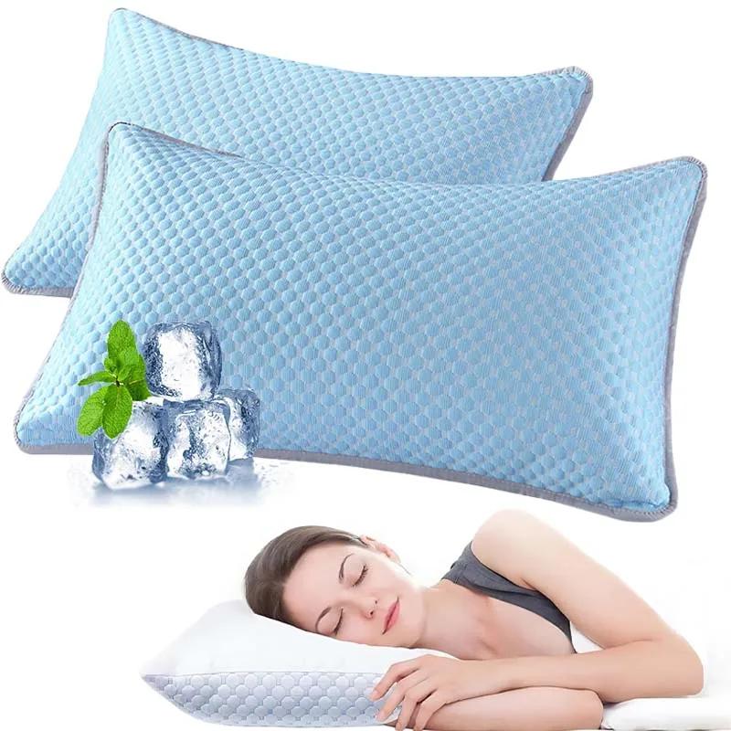 1PC Summer Home Ice Silk Pillowcases Solid Color Ice Bean Breathable Pillowcase for Machine Washable Bedding (No Pillow)