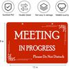 Meeting In Progress Sign,Do Not Disturb In Session Office Door Indicator,Welcome Please Knock Plaque for Business Home Office Meeting, Privacy Home