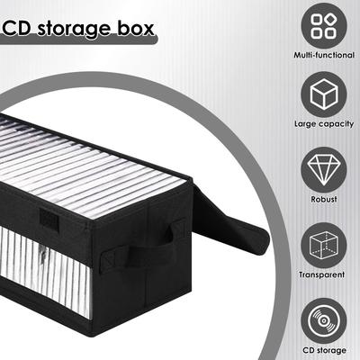 2/4 Pcs CD Storage Bag Nonwoven Large Capacity Disc Organizer with Lid and Handle Portable Transparent Comic Book CD Case Holder