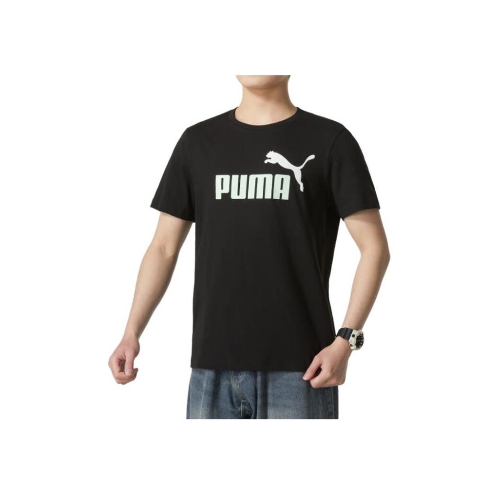 Puma Letter Print Casual Sweat-Absorbing Round Neck Short Sleeve T-Shirt Men Tops Black 847666-97