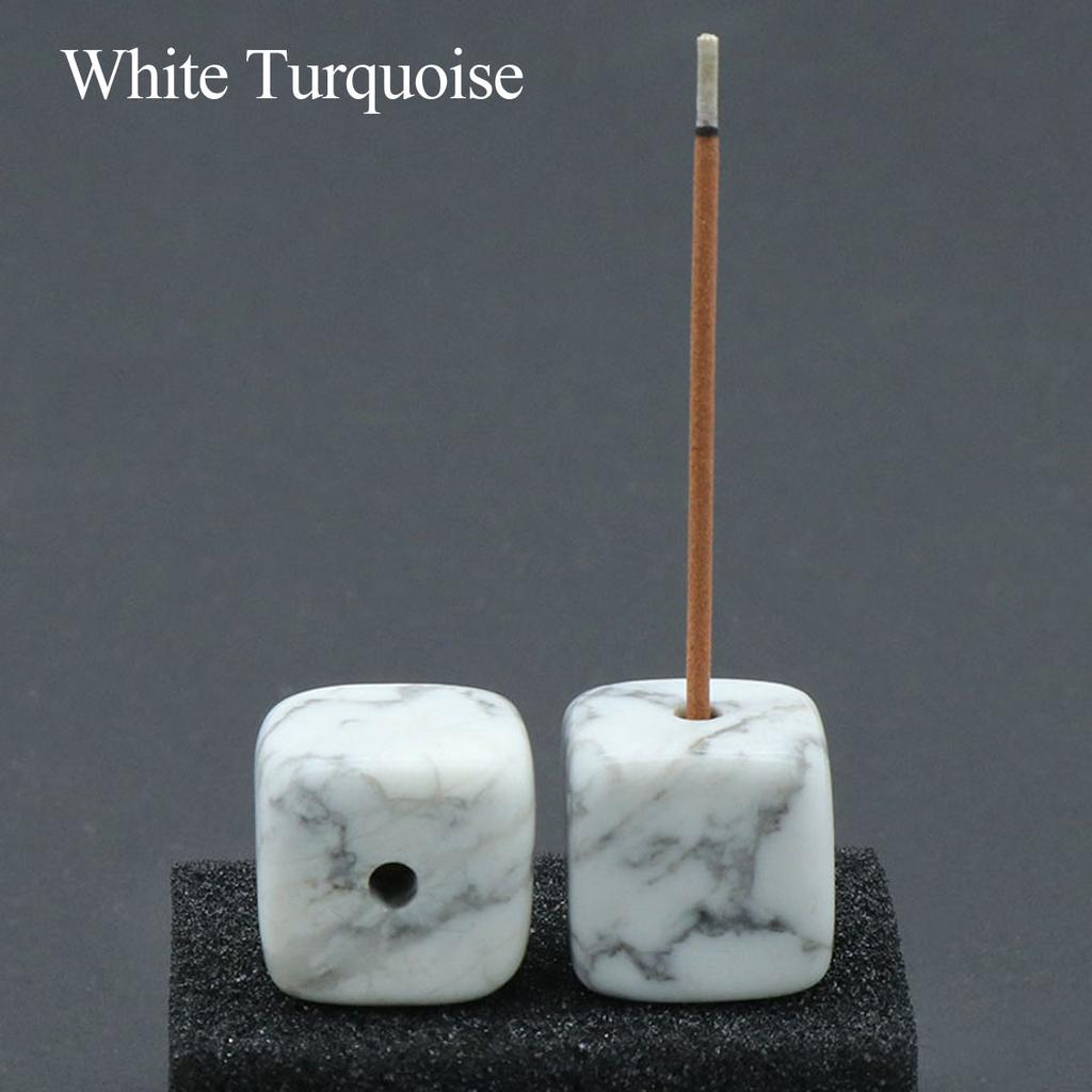 2 Stück quadratischer Räucherbrenner aus Natursteinkristall, Räucherstäbchen-Diffusor-Dekoration, Zen-Heimaltar-Dekoration, Meditationszentrum-Dekoration mit geometrischem Design