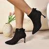 Elegant Women's High-Heeled Shoes, Solid Color Fabric Upper & Lining, Comfortable TPR Sole, Zipper Closure, All-Season, Plain Toe