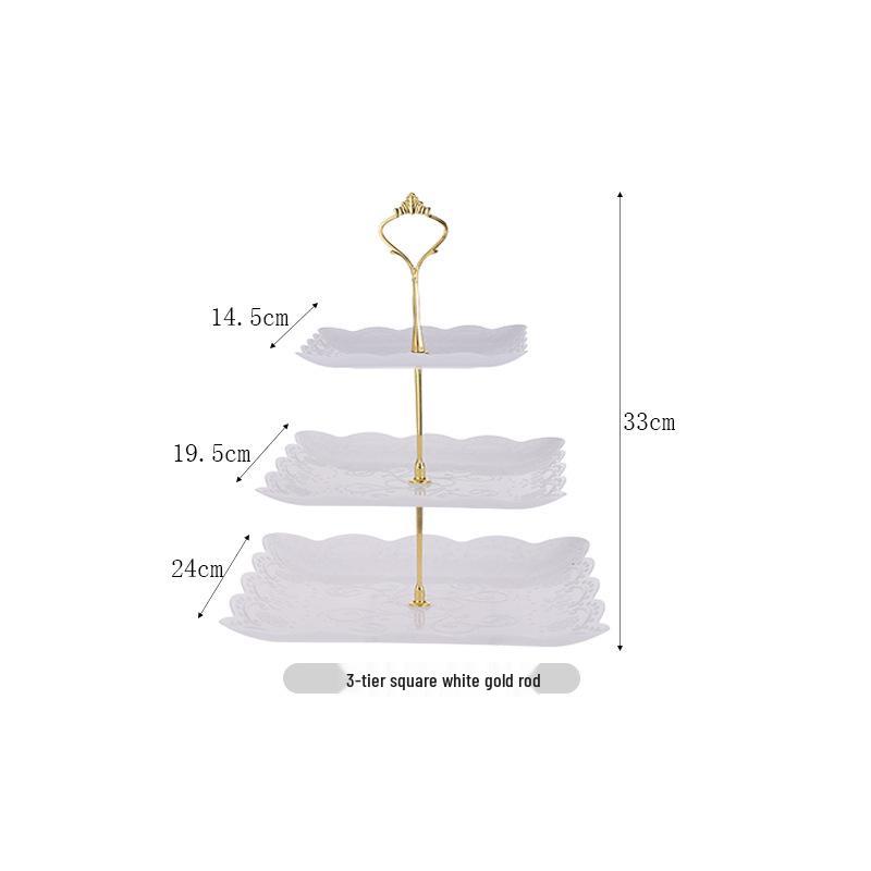 Trzypoziomowy europejski stojak na ciasto do popołudniowej herbaty - Kreatywna wielowarstwowa plastikowa taca na desery i talerz na owoce