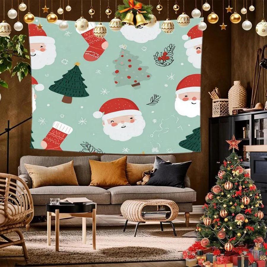 Christmas Tapestry Pattern Background Cloth Hanging Cloth Bedroom Bedside Decorative Wall Cloth Rental Dormitory Tapestry