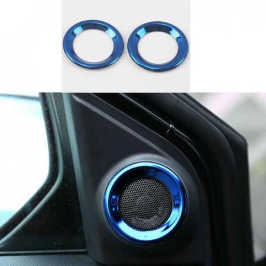 For Honda CRV CR-V 2017- Blue Titanium 2Pcs Trim A Pillar Speaker Frame Ring