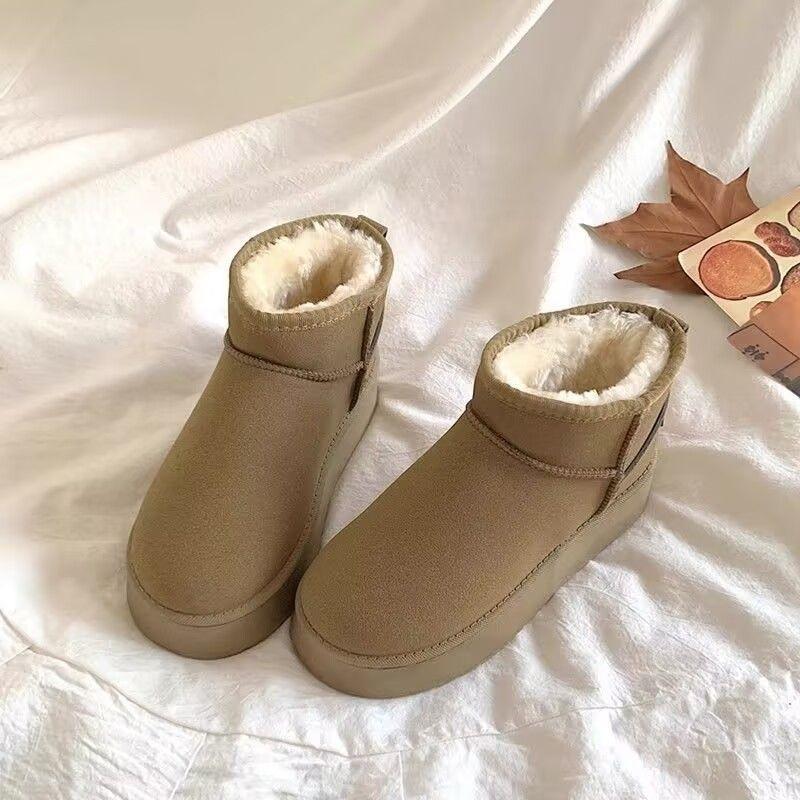 Snow boots winter velvet thickened Zhou Dongyu integrated with fur short tube thick sole heightening cotton boots