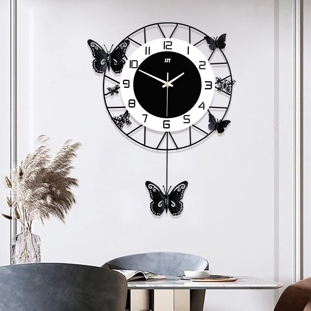 Butterfly Shaped Wall Clock, 20x13 Inches Modern Silent Non-Ticking & Easy-to-Read Metal Wall Decor for Living Room Office Decor