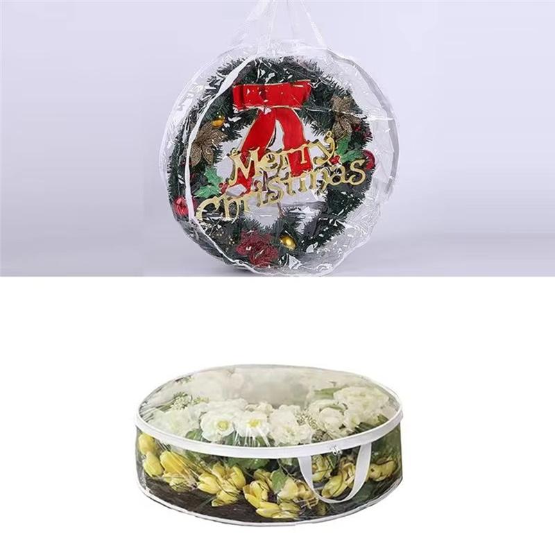 Practical-Round Dustproof Bag For Wreaths Storage Containers With Double Zipper And Reinforced Handle Large Capacity Folding Too
