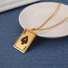 Cool Men Spade Poker Card Necklace Stainless Steel Card Pendant Necklace Multifuntional Chain Necklaces for Daily Party