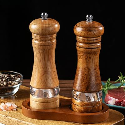 6 Inch Manual Pepper Grinder Wood Acrylic Ceramic Core Pepper Seasoning Grinding Bottle