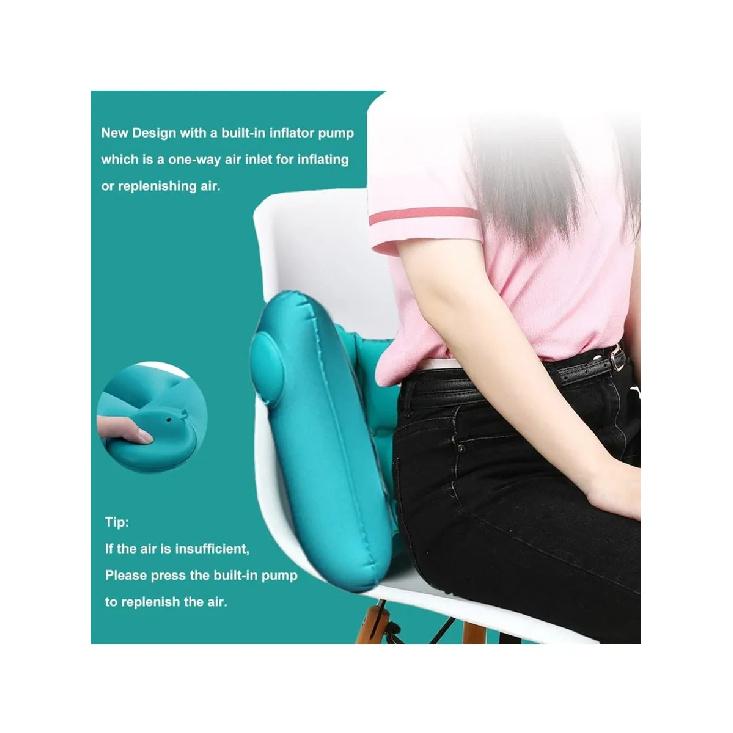 Inflatable Travel Nursing Waist Pillow, Blow Up Lumbar Body Back Support Pillow for Airplane Long Flight Journey Travel Airplane