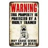 Warning This Property Is Protect By Labradoodle Dog Tin Sign Vintage Farm Decor Art Pet Lover Tin Metal Sign