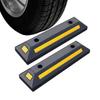 Anti Slip Garage Parking Wheel Stopper Rubber Car Tire Chock with High Visibility Yellow Stripes for All Cars Trucks 1/2Pcs