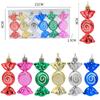 6Pcs Candy Cane Ornament Christmas Hanging Lollipop Pattern Decoration with Rope for Holiday Decor Photo Booth Props