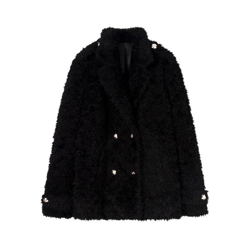 Imitation lamb fur coat loose and thin plush coat female winter celebrity cotton coat princess style