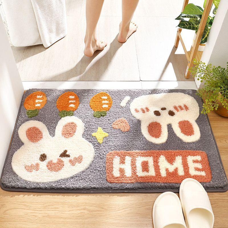 Bathroom Door Water Absorbent Floor Mat Home Cute Animal Pattern Non Slip Rug Toilet Entryway Foot Mat For Bathroom Use