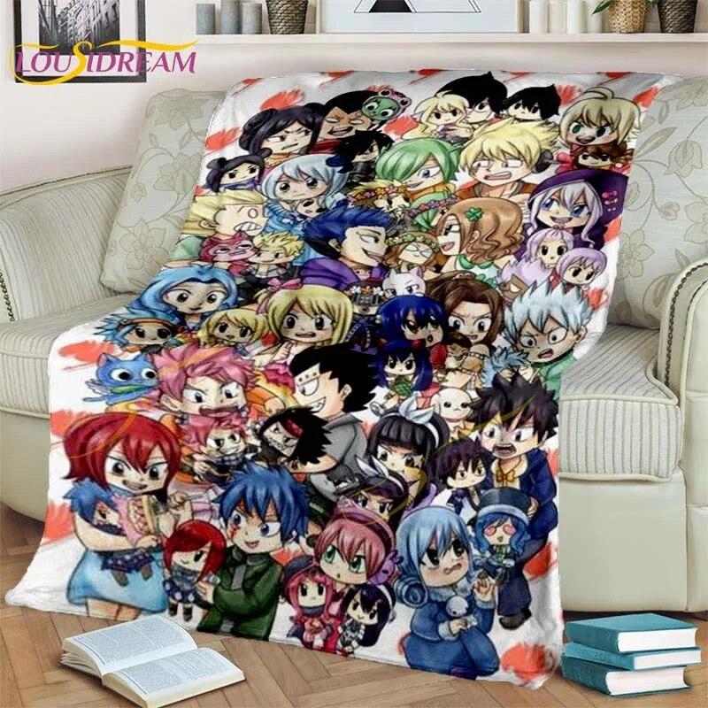 Fairy Tail Blanket Anime Blanket Natsu Blanket 3D Cartoon Covered Blanket Flannel for Bedding Children Room Decor Warm Blanket