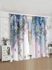 2pcs/Set Countryside Sunflower,Chrysanthemum,Red&Yellow Rose,Ivy Printed Trendy Floral Curtains Used For Living Room Room,Bedroom,Home