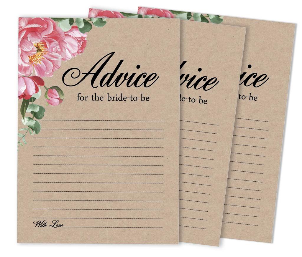 Inkdotpot Set of 50 Advice & Well Wished for The Newlyweds, Bride and Groom Advice Cards Rustic Wedding Décor, Guestbook Alternative, 5x7 Inches