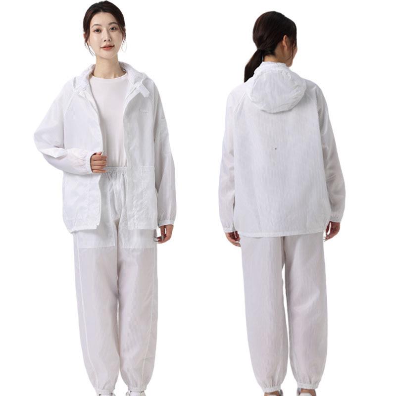 

Мужской пылезащитный антистатический рабочий костюм с капюшоном для покраски распылением - Белый/Синий