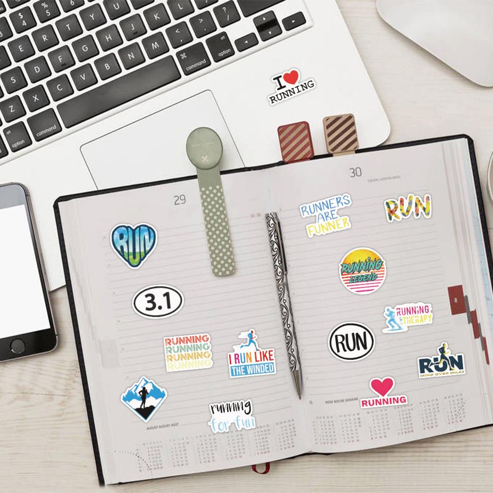 1050105Pcs Track And Field Athletics Stickers Cartoon Running Sports Outdoor And Indoor Scrapbook Sticker Diy Cup Kids Toys