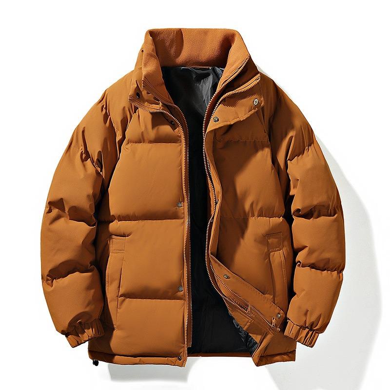 Winter Outdoor Couple Stand-up Collar Casual Cotton-padded Jacket High-quality Fashion Couple Simple Solid Color Green and Young Cotton-padded Jacket