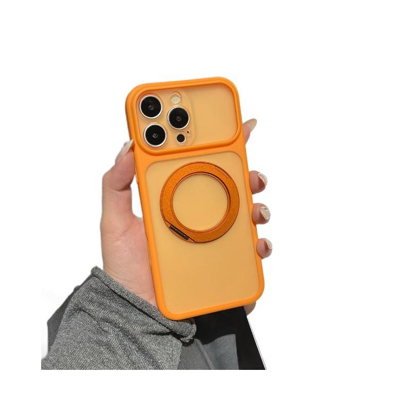 Rotating Bracket Magnetic Suction Case Is Suitable for Apple 17promax Large Hole Mobile Phone Case iPhone16 Matte Fulcrum Case 13.
