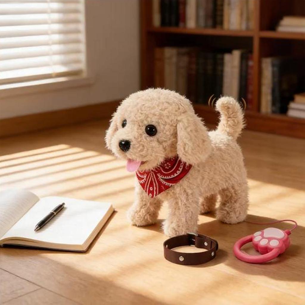 Interactive Walking Plush Puppy Toy Dog, Remote Control Electronic Robot Dog Realistic Wagging Tail, Grooming Set, Gift Toy For Girls & Boys