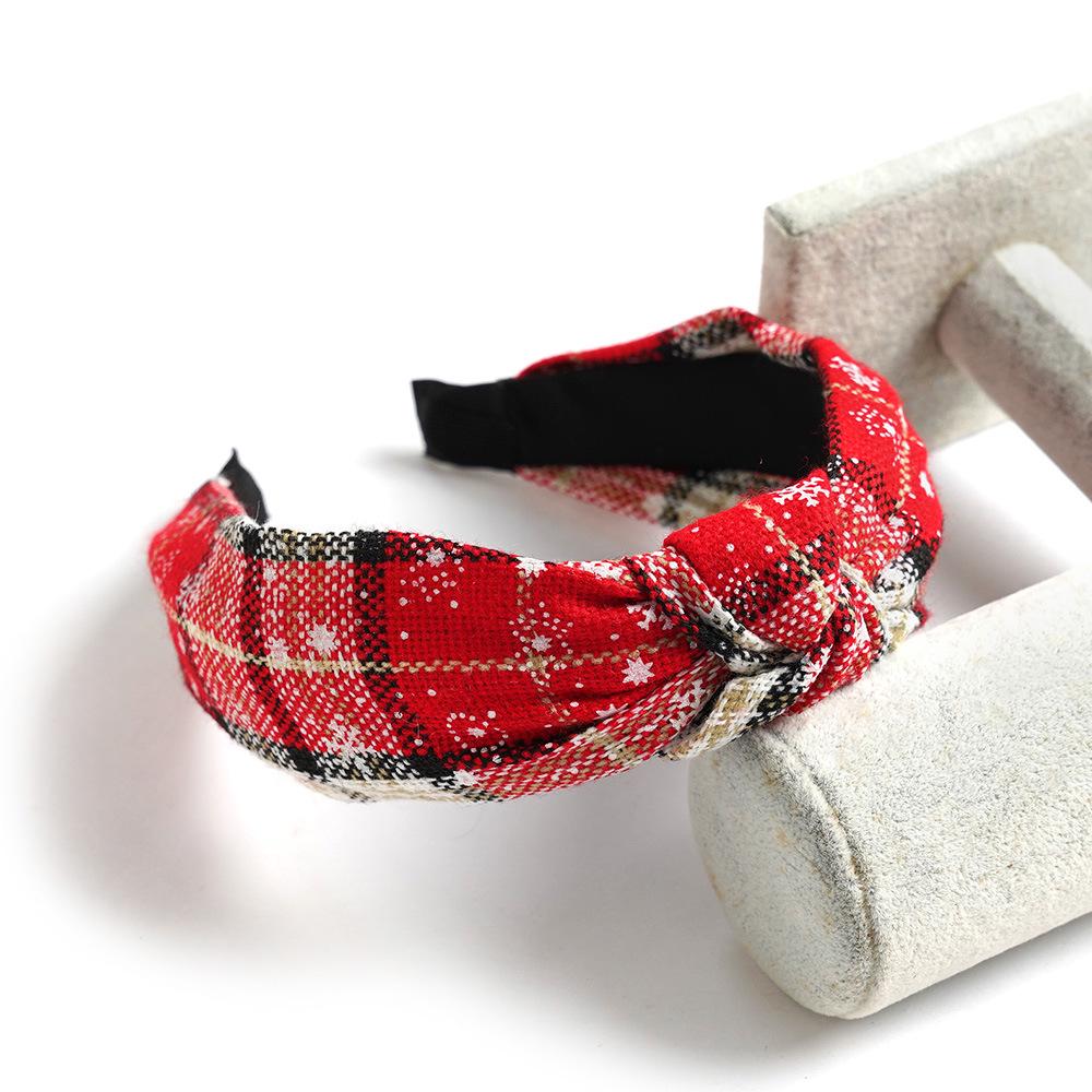 Karierte Weihnachts-Haaraccessoires: Festliches Stirnband & Haarspange