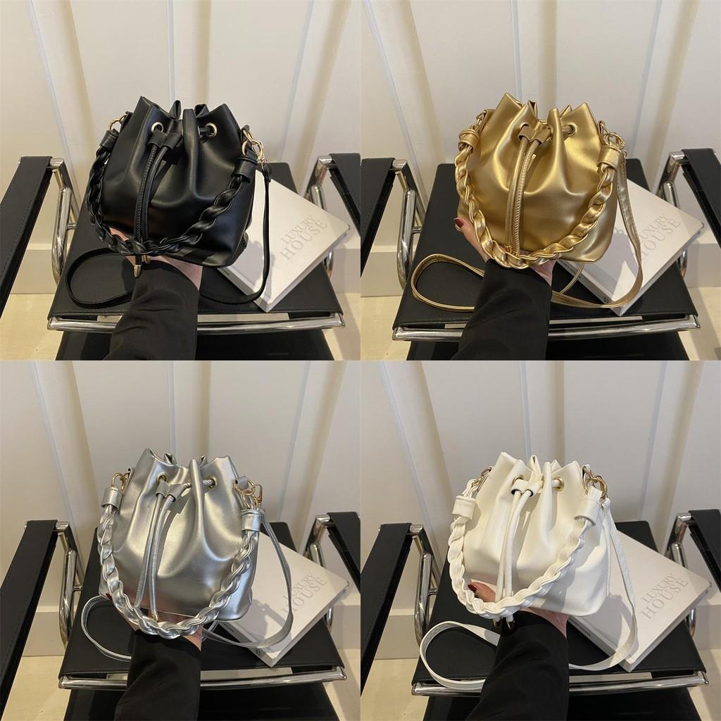Fashionable Pu Leather Bucket Bag For Women Trendy Spring Summer Shoulder Bag