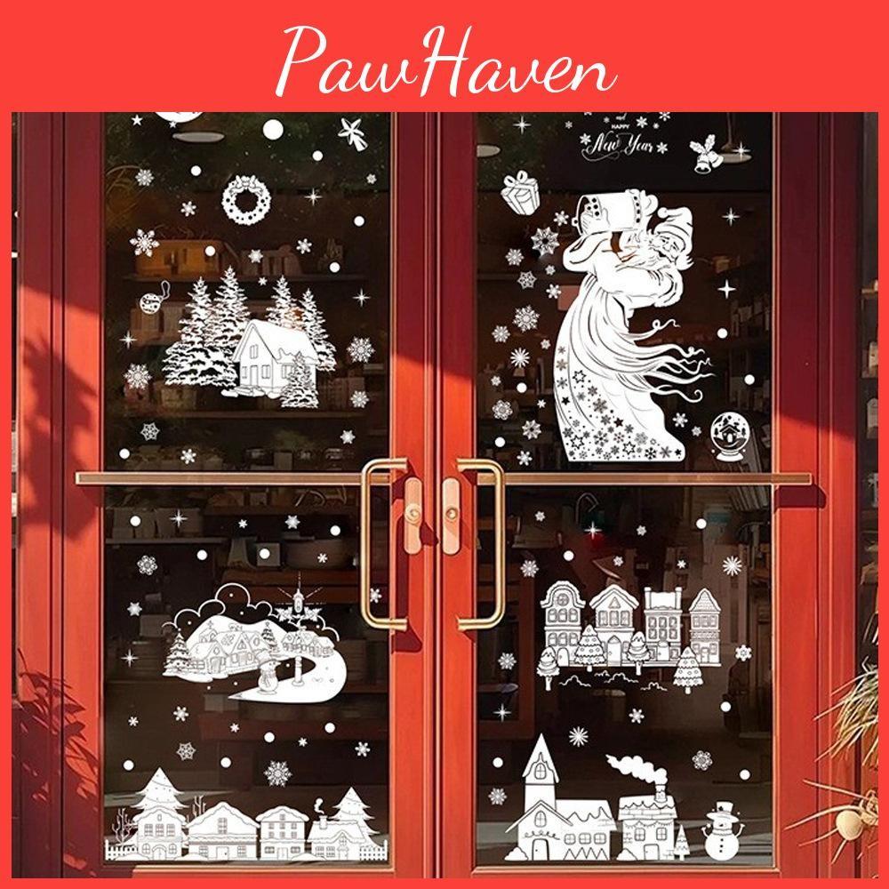 Tree Decor Christmas Pvc Stickers With Snowman Santa Snow House Decor Christmas