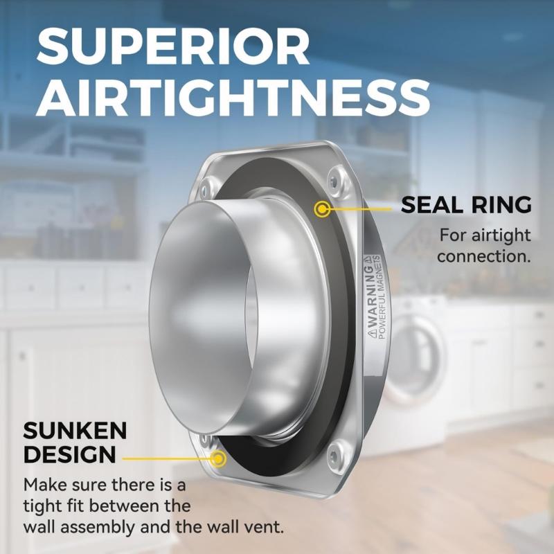 Steel 180 Degree Dryer Vents Adapters Magnetic Connection Leakproof Structure Temperature Resistance