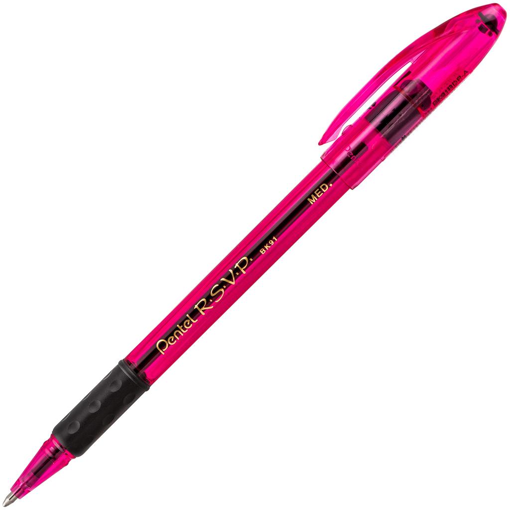 Pentel Colorful Ballpoint Medium Black R.S.V.P. Pens, Nib, Ink, 5-Pack (BK91RDBP5M)