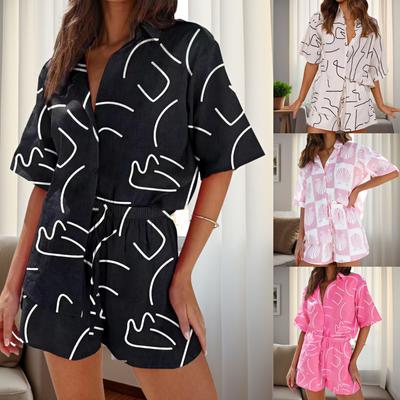 Conjunto de Duas Peças Tooxika Nova Camisa Casual Estampada de Manga Curta e Shorts