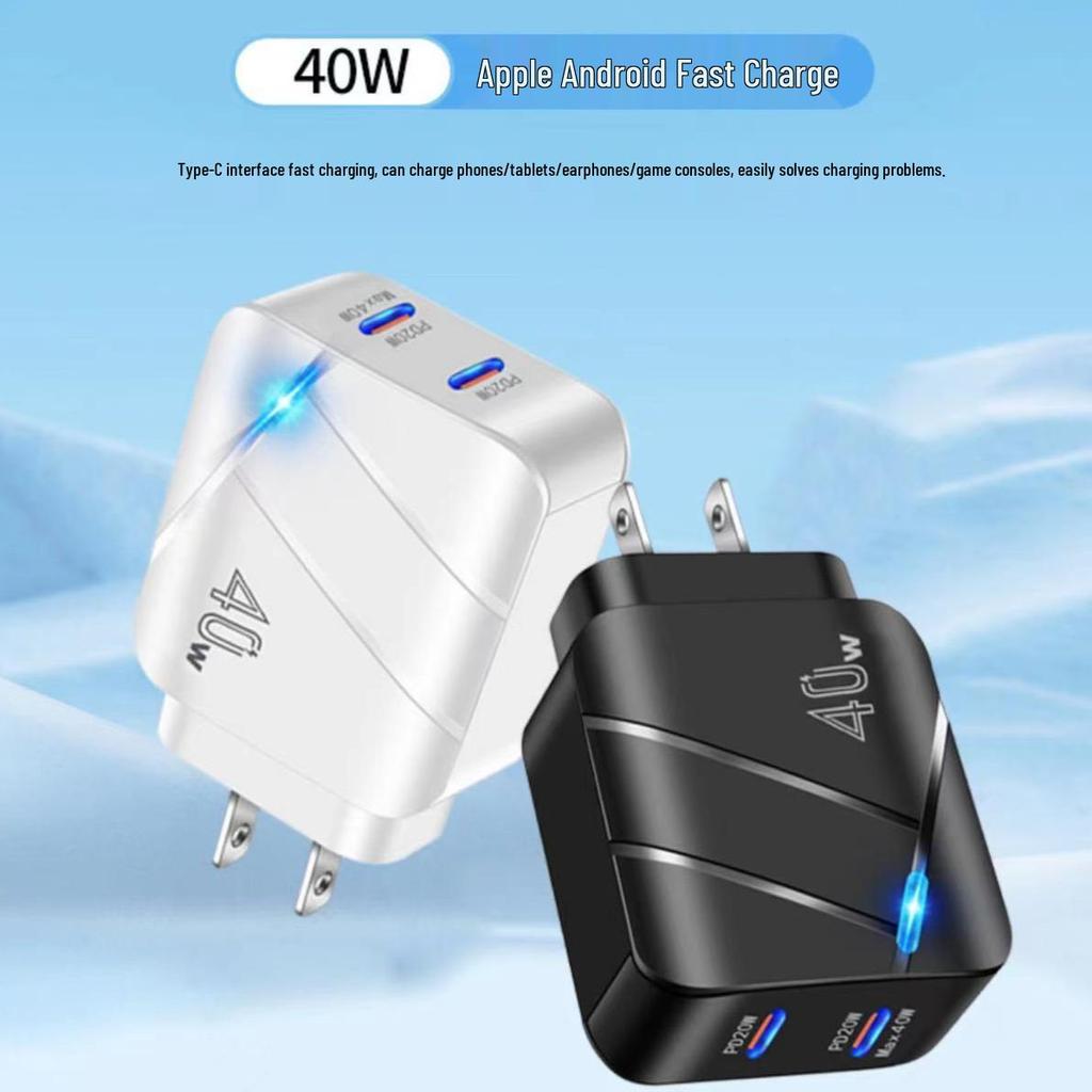 Dual PD 40W Super Fast Charger Head EU/US Standard Smartphone Adapter